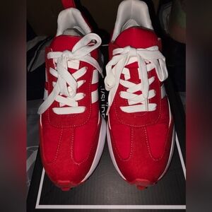 J Slides Red and White Kids Or Women Sneakers. Size 5. NWT